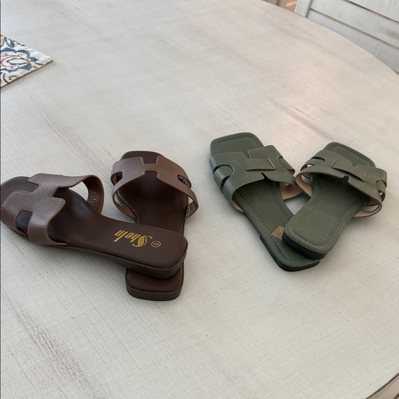 SHEIN Shoes - SHEIN Brown or Olive Sandals